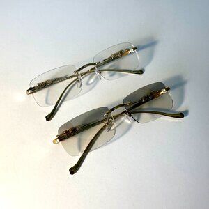 Luxury Rimless Gradient Sunglasses –  With Gold Leopard Shape Arms